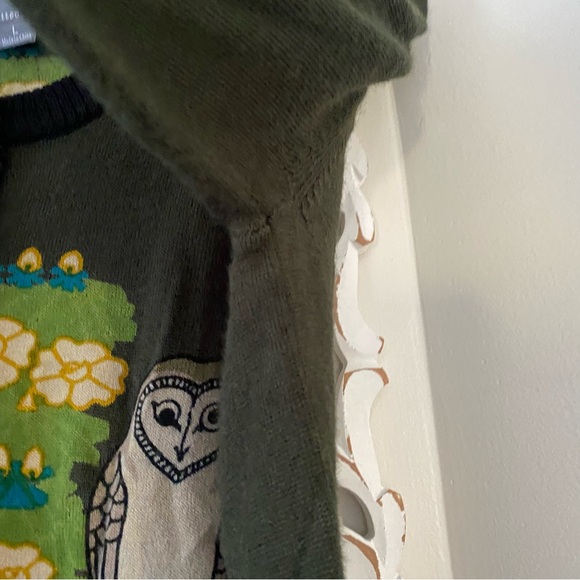 The Knitted Dove Who's Who Owl Wool Blend Sweater Cardigan Artsy Teacher Sz L - Picture 8 of 10